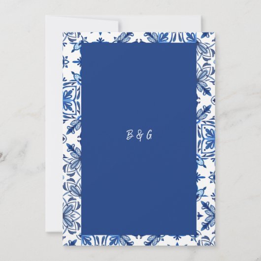 Invitation Mariage blanc et bleu grec intemporel (Dos)