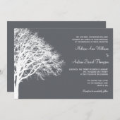 Invitation Mariage blanc et gris de chêne d'hiver (Devant / Derrière)