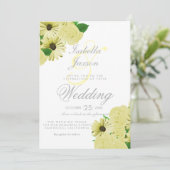 Invitation Mariage blanc et Mariage jaune pastel (Debout devant)