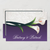 Invitation Mariage blanc et mauve Calla Lily (Devant / Derrière)
