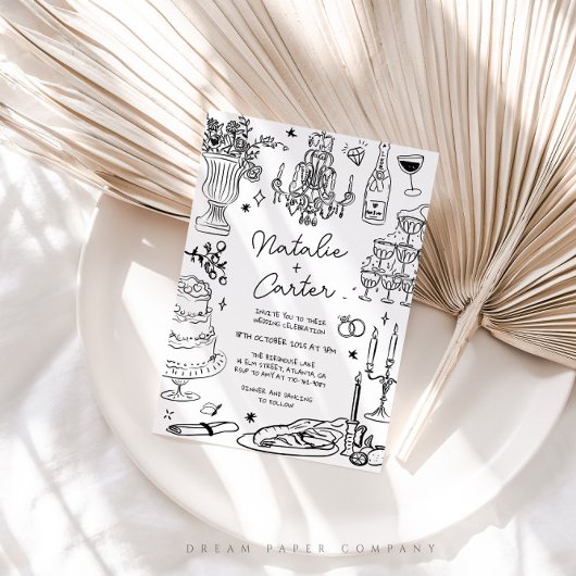 Invitation Mariage blanc et noir