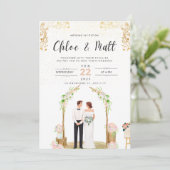 Invitation Mariage blanc et or (Debout devant)