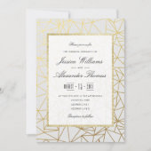 Invitation Mariage blanc et or classique (Devant)