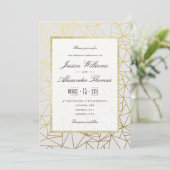 Invitation Mariage blanc et or classique (Debout devant)