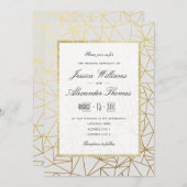 Invitation Mariage blanc et or classique (Devant / Derrière)