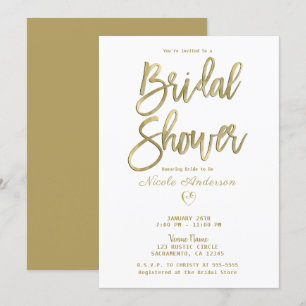 Invitation Mariage Blanc et Or Moderne Minimaliste Chic