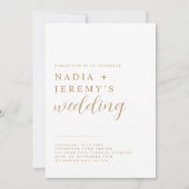 Invitation Mariage blanc et or simple et élégant (Devant)