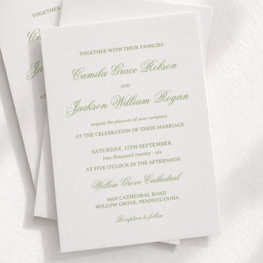 Invitation Mariage Blanc et Vert