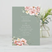 Invitation Mariage blanc et vert de la taille (Debout devant)