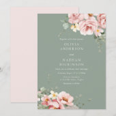 Invitation Mariage blanc et vert de la taille (Devant / Derrière)