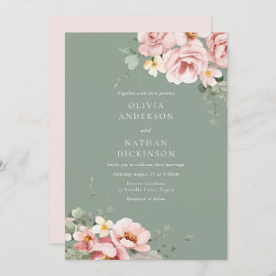 Invitation Mariage blanc et vert de la taille