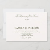 Invitation Mariage Blanc et Vert Olive Ancienne Fortune (Devant)
