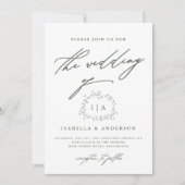 Invitation Mariage blanc et vert rustique de la couronne (Devant)