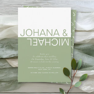 Invitation Mariage blanc et vert Sage