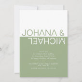 Invitation Mariage blanc et vert Sage (Devant)