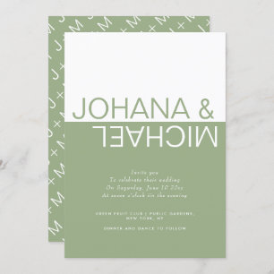Invitation Mariage blanc et vert Sage