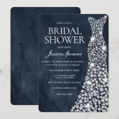 Invitation Mariage blanc Fête des mariées profonde Marine (Devant / Derrière)