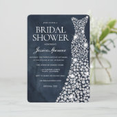 Invitation Mariage blanc Fête des mariées profonde Marine (Debout devant)