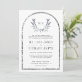 Invitation Mariage blanc Feuille de Silver Laurel (Debout devant)