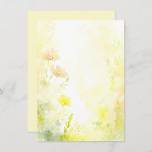 Invitation Mariage blanc fleuri orange et jaune (Devant / Derrière)