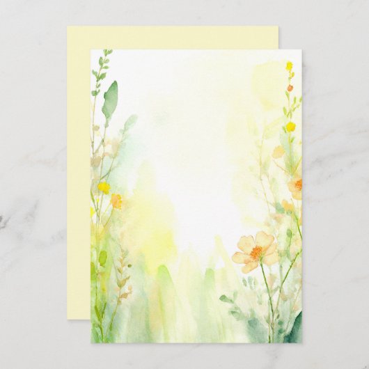 Invitation Mariage blanc fleuri orange et jaune (Devant / Derrière)