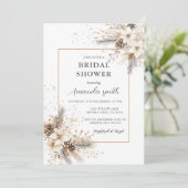 Invitation Mariage Blanc Floral de Noël (Debout devant)