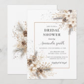 Invitation Mariage Blanc Floral de Noël (Devant / Derrière)