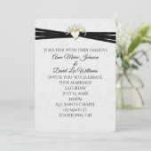 Invitation Mariage Blanc Floral en relief avec Cœur (Debout devant)