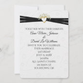 Invitation Mariage Blanc Floral Relief avec Cœur (Devant)