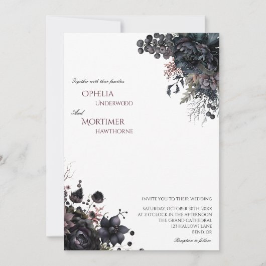 Invitation Mariage blanc foncé gothique (Devant)