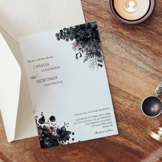 Invitation Mariage blanc foncé gothique