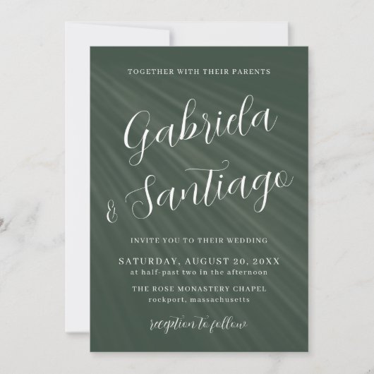 Invitation Mariage blanc foncé Simple Script (Devant)