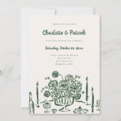 Invitation Mariage blanc funky dessiné à la main (Devant)