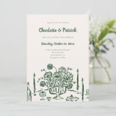 Invitation Mariage blanc funky dessiné à la main (Debout devant)