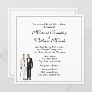 Invitation Mariage blanc Gay Groom et Groom simple et élégant