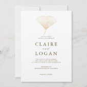 Invitation Mariage blanc Gold Ginkgo Leaf (Devant)