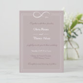 Invitation Mariage blanc gris clair unique signe d'infini (Debout devant)