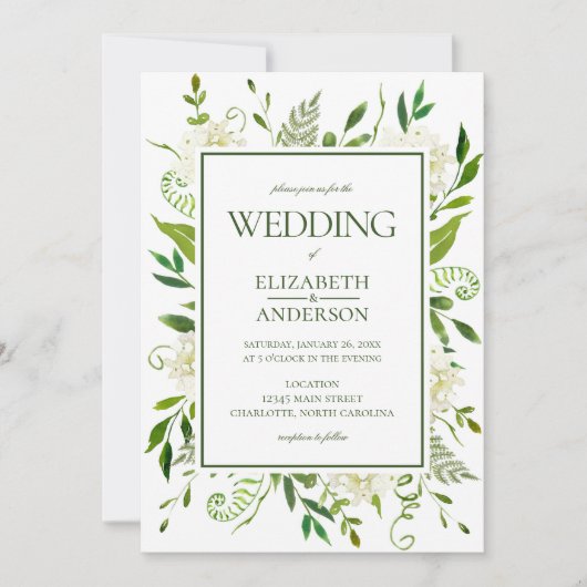 Invitation Mariage blanc Hydrangea (Devant)