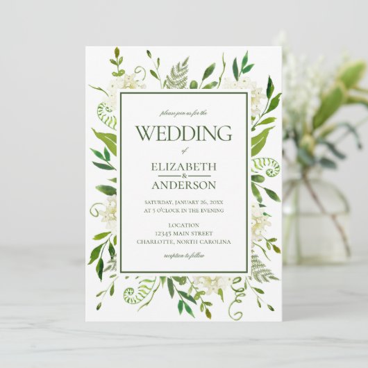 Invitation Mariage blanc Hydrangea (Debout devant)