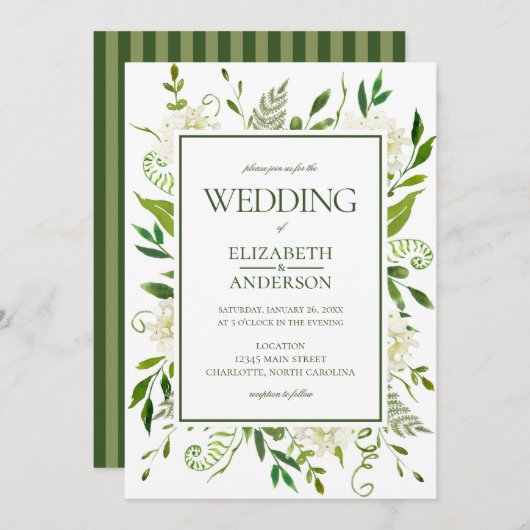 Invitation Mariage blanc Hydrangea (Devant / Derrière)