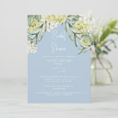 Invitation Mariage Blanc Hydrangea Ciel Bleu (Debout devant)