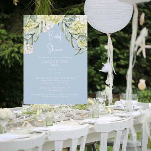 Invitation Mariage Blanc Hydrangea Ciel Bleu