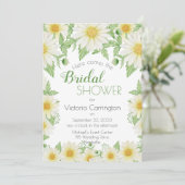 Invitation Mariage Blanc Jaune Fleurs de Marguerites Script (Debout devant)