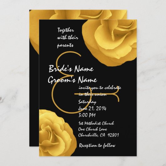 Invitation Mariage blanc jaune Rose Modèle (Devant / Derrière)