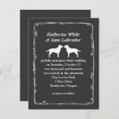 Invitation Mariage blanc Labrador Retriever Chien Silhouettes (Devant / Derrière)