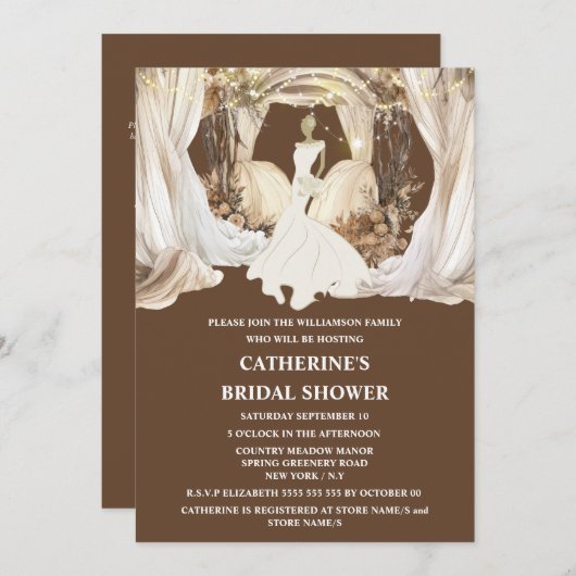 Invitation Mariage blanc mariage robe phares à cordes (Devant / Derrière)