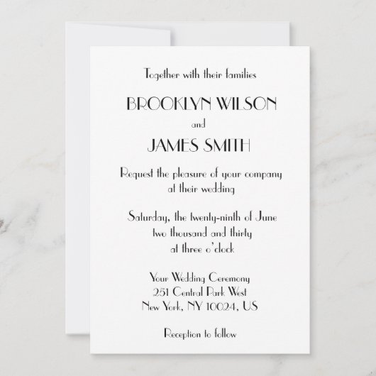 Invitation Mariage blanc minimaliste Déco (Devant)