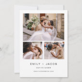 Invitation Mariage blanc minimaliste Élégant quatre photos (Devant)