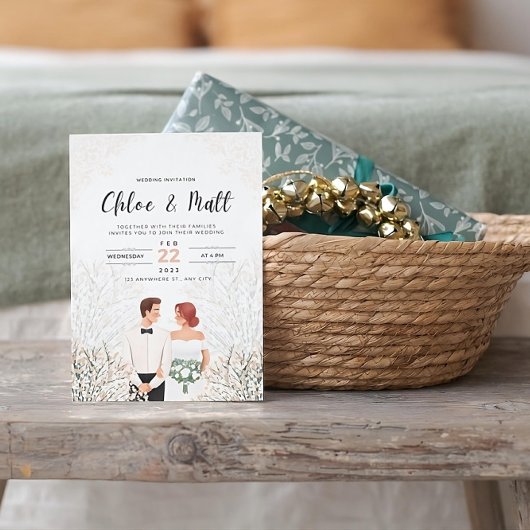 Invitation Mariage blanc minimaliste moderne