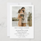 Invitation Mariage blanc minimaliste moderne photo 4 (Devant)